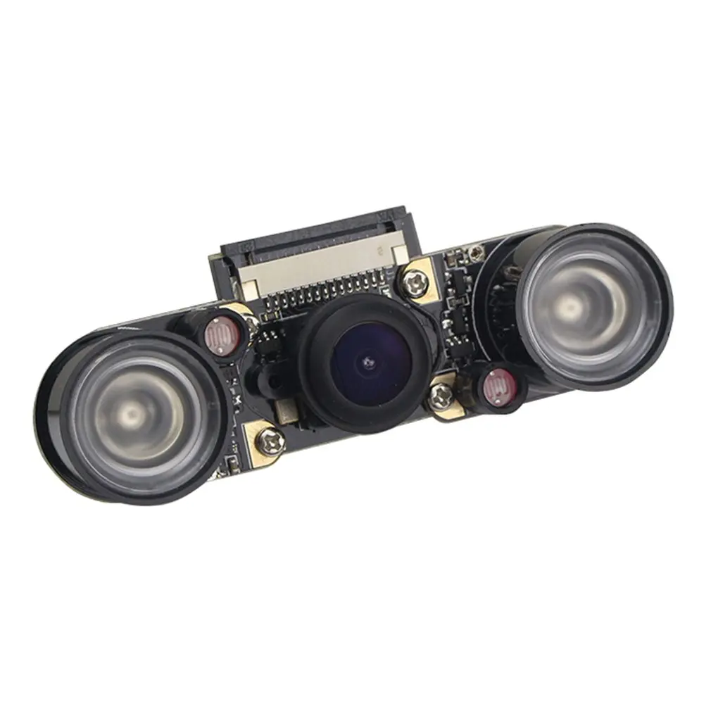 Для Raspberry Pi 4 Модель B/3B+/3B/2B камера ночного видения рыбий глаз 5MP OV5647 130 градусов фокусное расстояние регулируемая камера