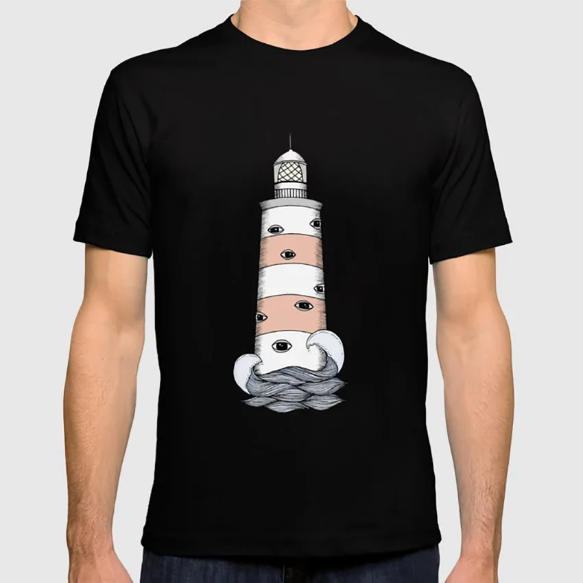 Eye See All T shirt lighthouse beacon stripes beam night sea ocean waves eyes see |