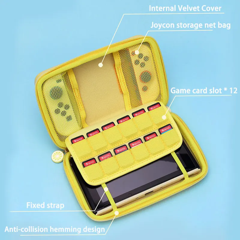 Портативный чехол-сумка для nintendo Switch, Сумка с лимоном, EVA, Жесткий Чехол, корпус NS, коробка для хранения, аксессуары для игровой консоли kingd Switch