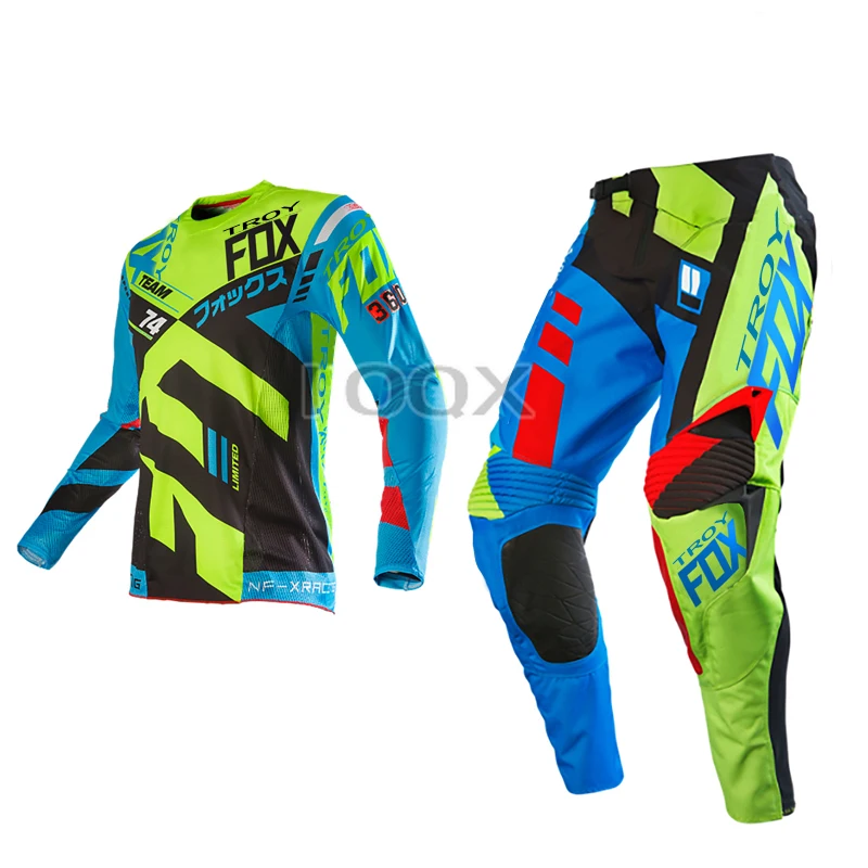 Traje de carreras de Motocross para hombre, conjunto de equipo de  motocicleta, Jersey, pantalones, Troy Fox 180/360 Revn/Oktiv/Mach/FAZR Trev