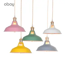 Цветной промышленный Ретро стиль ресторан кухня домашний подвесной светильник декоративные лампы винтажный подвесной легкий абажур