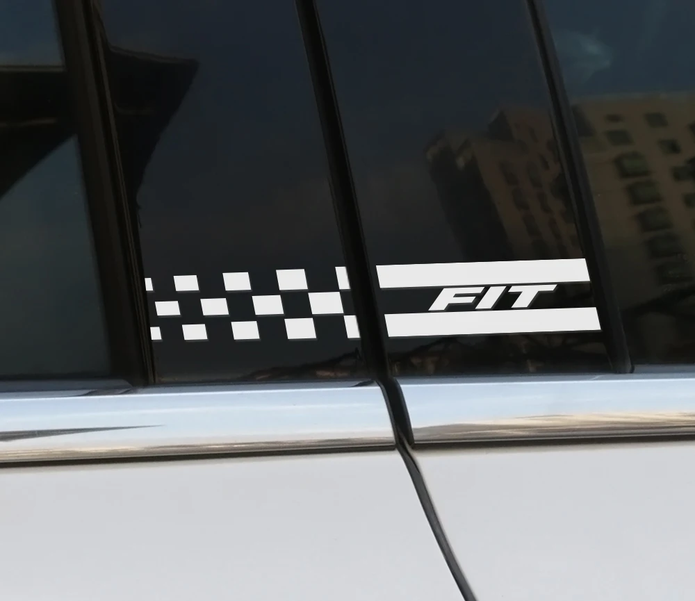 2PCS Reflective Car Column Cover Trim Vinyl Stickers For Honda Fit Auto B Pillars Decorative Car Stickers And Decals Accessories (2)