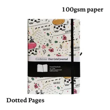 

Cow A5 Dotted Grid Bullet Notebook Travel Journal Hard Cover PU Elastic Band Diary Planner