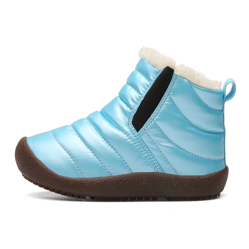 Зимние ботинки; детские зимние ботинки; Детские Плюшевые водонепроницаемые ботинки с высоким берцем; хлопковая обувь; мягкие удобные ботинки для девочек; детские ботинки; Botas - Цвет: blue