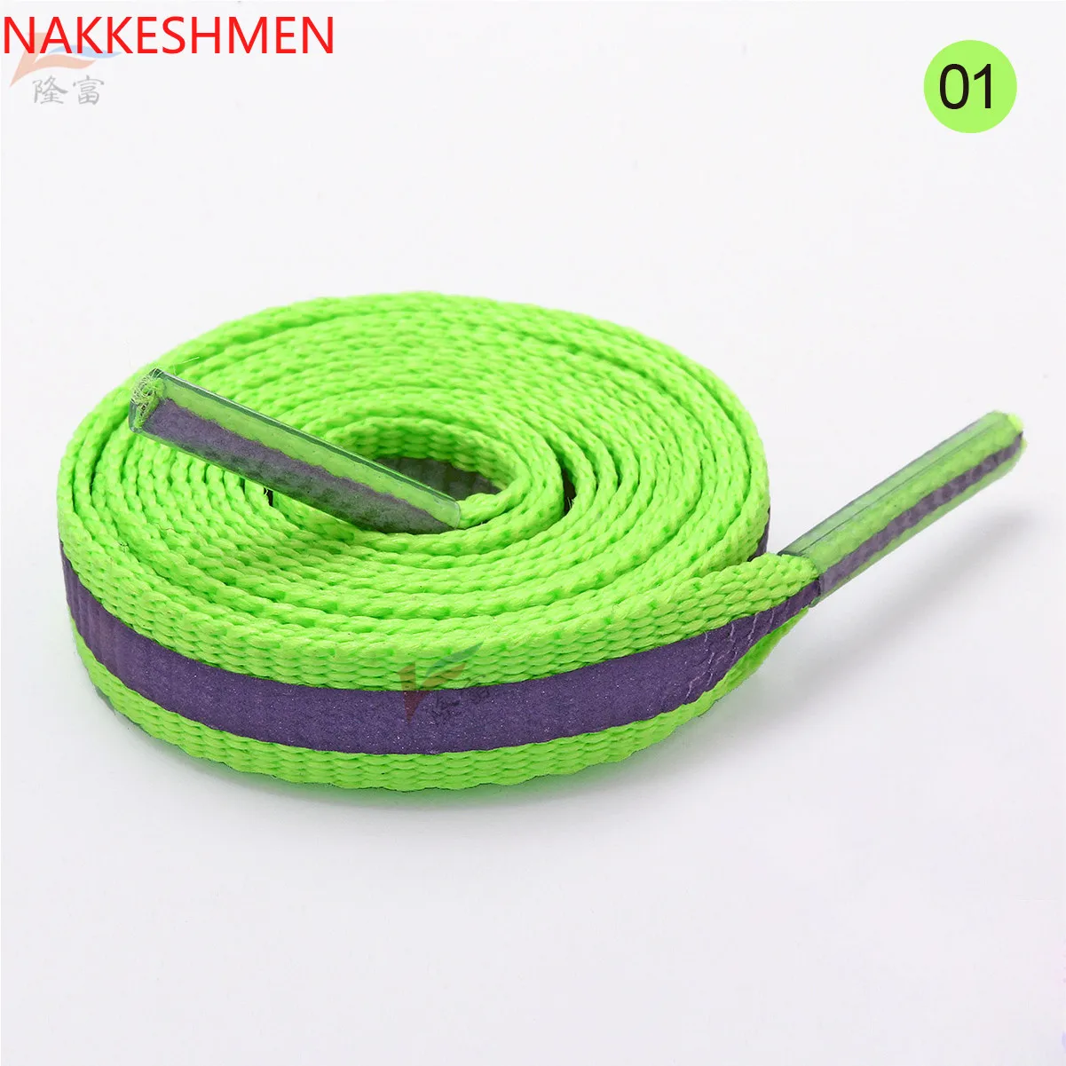 NAKESHMEN-шнурки отражающие 8 мм Широкие пятна шнурка Цвет полиэфирной нити 6-color шнурки