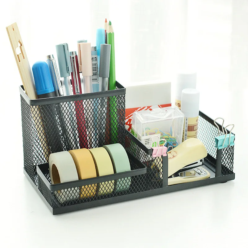 

Brand Stationery Pen Container Multi-functional Combination Metal Mesh Pen Holder Iron Mesh Pen Container Rack Office Supplies A