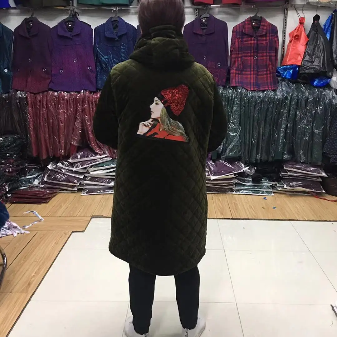 Прямая от производителя, длинное теплое пальто с ворсом и толстым капюшоном, хлопковая стеганая одежда, маслостойкая водонепроницаемая одежда