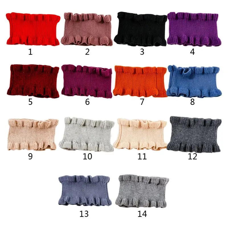

Women Winter Neck Warmer Ribbed Knit Ruffles Trim Solid Color Choker Fake Collar High Quality and Brand New