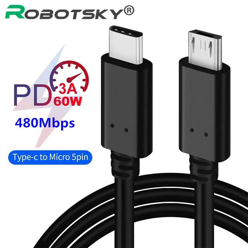 Кабель Micro USB Type-C диагональю 3 1 дюйма с 5 контактами и поддержкой быстрой зарядки |