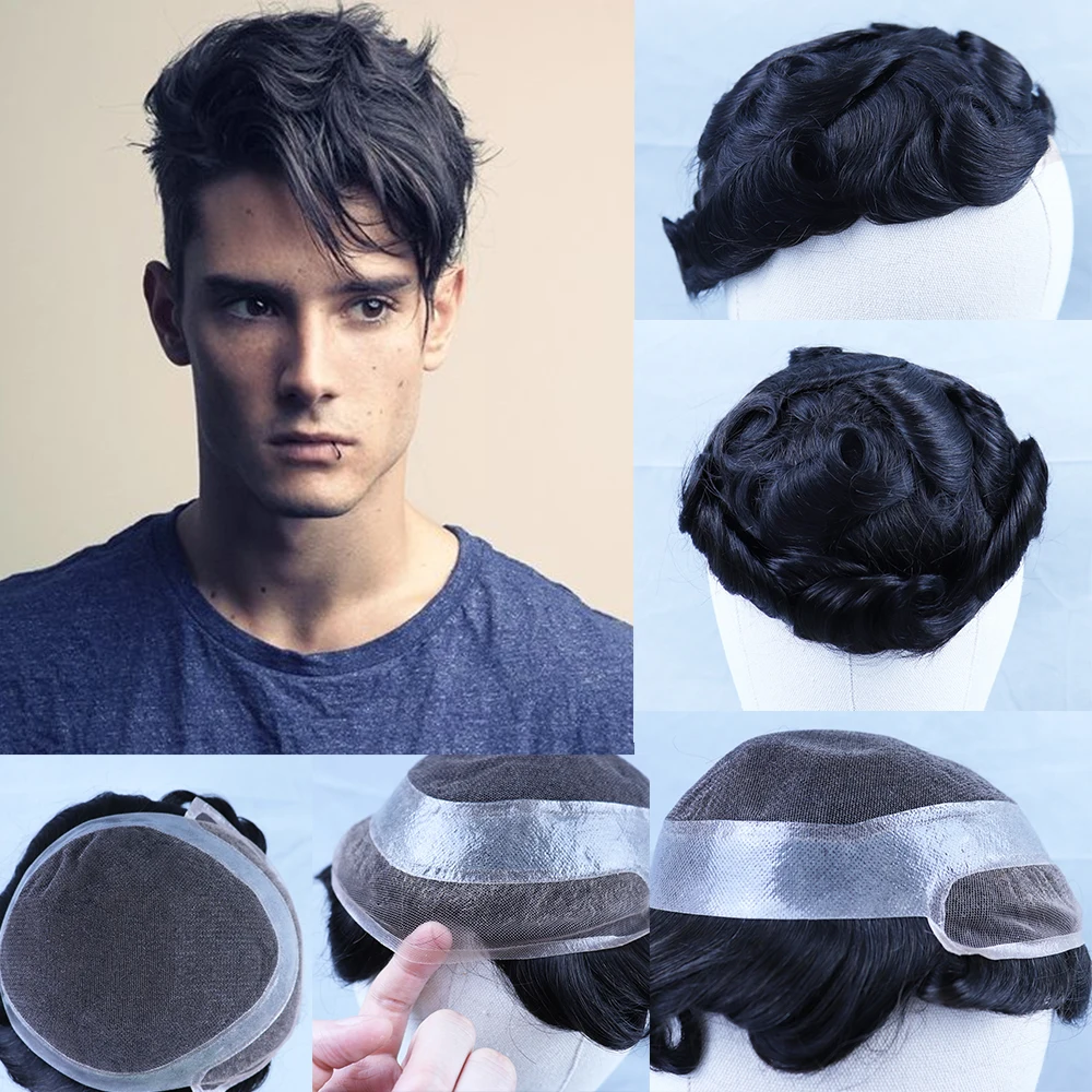 YY парики натуральные черные человеческие волосы парик для мужчин remy волосы заменить мужчин t система швейцарское кружево и ПУ