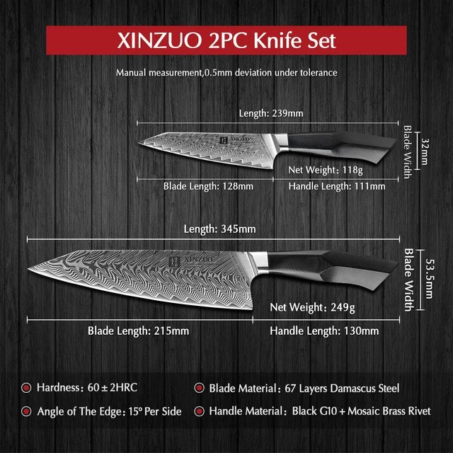 Xinzuo 2Db Késkészlet Damaszkusz Acél Éles Evőeszközök Séf Segédprogram Santoku Kés Új Termék Konyhai Szerszámok Szeletelő Vágó - Image 3