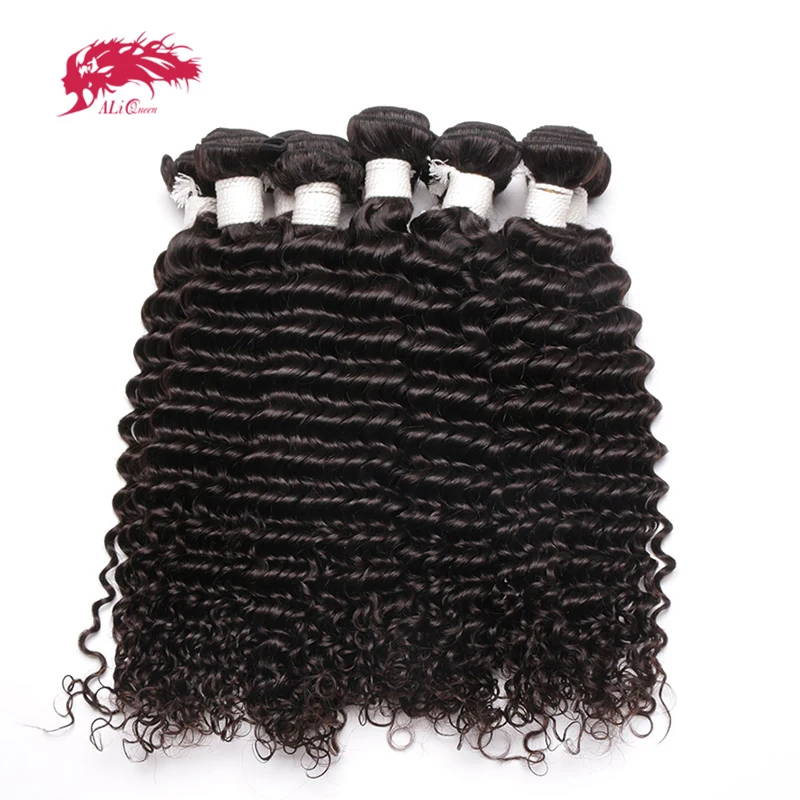 

Ali Queen Hair Products Virgin Hair Indian Deep Wave Wholesales 10 PCS Lot Human Hair Weaves Bundles 10-26 inches Natural Color