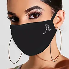1pc Máscara Reutilizável Adulto Lettering E-Mascarillas-D ustproof lement Rhinestone Padrão Máscaras Respirável Lavável Algodão Маска
