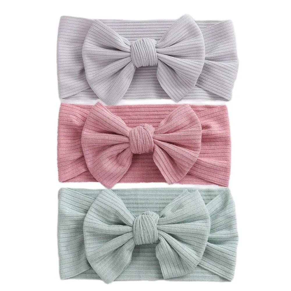 3Pcs/Lot Baby Headband Sets Bow Baby Girl Nylon Headbands Twist Cable Soft Knot Turban Kids Headwear Baby Accessories Haarband