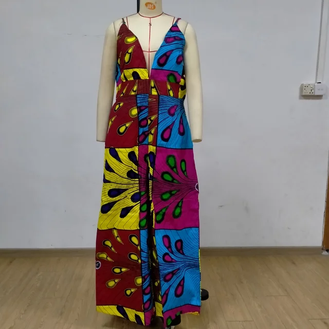 New African Women's Dress National Characteristics Batik Printed Polyester Half Skirt Short Dress Dress as picture