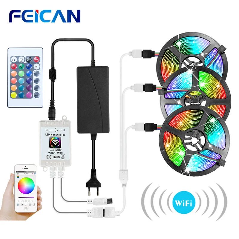 

WiFi LED Strip SMD5050 2835 RGB Strip with WiFi / Bluetooth Controller 12V Power Supply LED Light Strip Ambilight Backlight