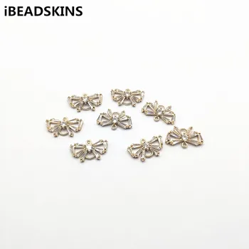 

New arrival! 10x17mm 30pcs Copper/Zircon Bows Connectors for Jewelry Findings Necklace Earrings parts,hand Made Jewelry DIY