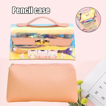 

Holographic Makeup Cosmetic Bag Iridescent Large Makeup Pouch Travel Organizer Pencil Case 2pcs Set LFX-ING