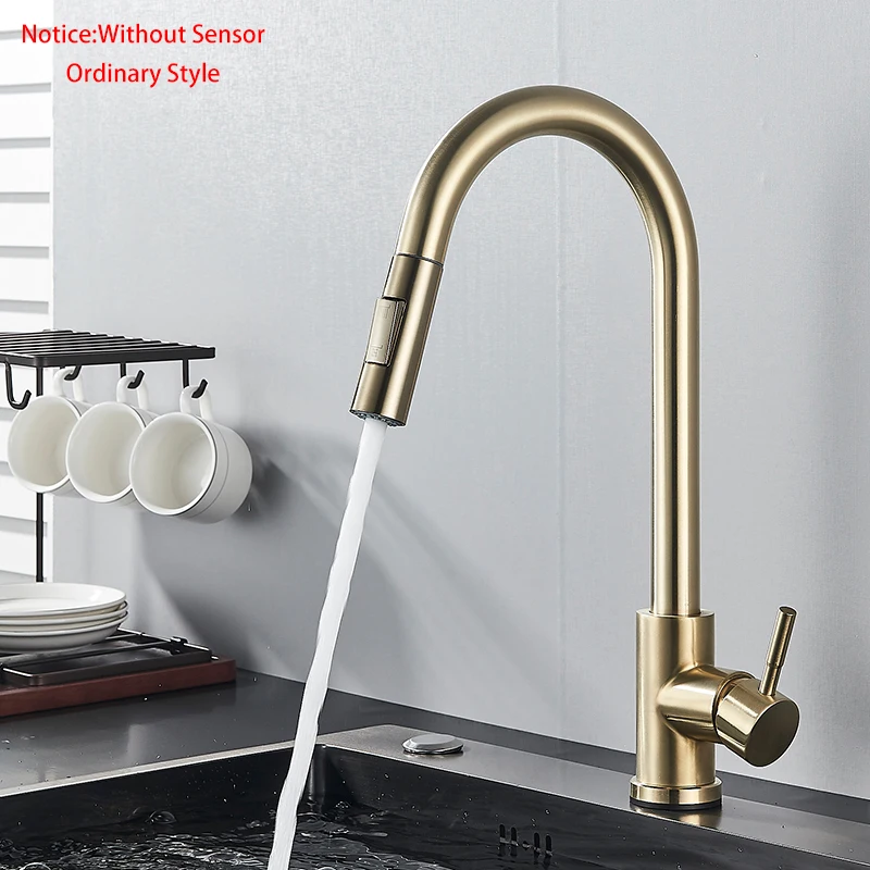 Matte Black Touch Sensor Kitchen Faucet Pull Out Smart Sensor Kitchen Faucet Double Water Mode Mixer Tap Rotate Hot Cold Crane pot filler faucet Kitchen Fixtures