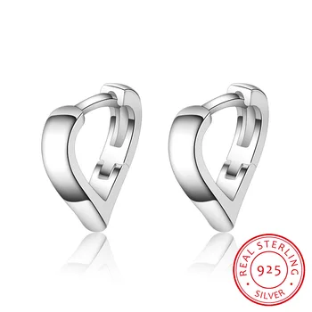 

Classic Authentic 100% 925 Sterling Silver Tiny Heart Shape Hoop Earrings for Women Sterling Silver Jewelry