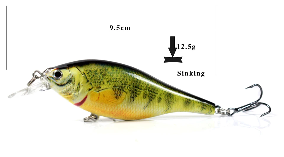 CCLTBA 95mm 12.5g Shad Jerk Bait Fishing Lure Sinking Wobblers Crank Jerkbait Fishing Tackle