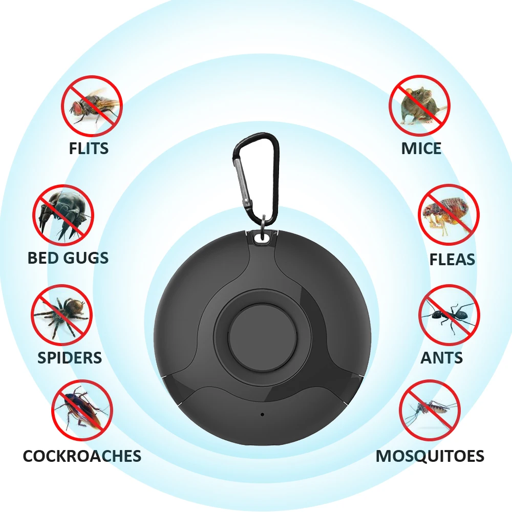 En venta Repelente de mosquitos ultrasónico portátil, repelente electrónico de plagas, mata insectos, araña insecto Vq16GAay