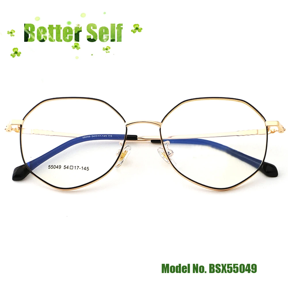 

Retro Wide Brim Eye Glasses Frame BSX55049 Women's Metal Polygon Full Rim Eyeglasses Can Equipped With Myopia Lens Spectacles