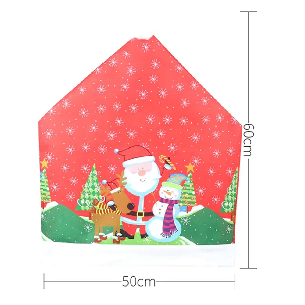 Год Рождество накладка на стул мультфильм Санта Клаус Снеговик напечатанный нетканый материал ужин стул спинки Чехлы для стола вечерние украшения - Цвет: 19