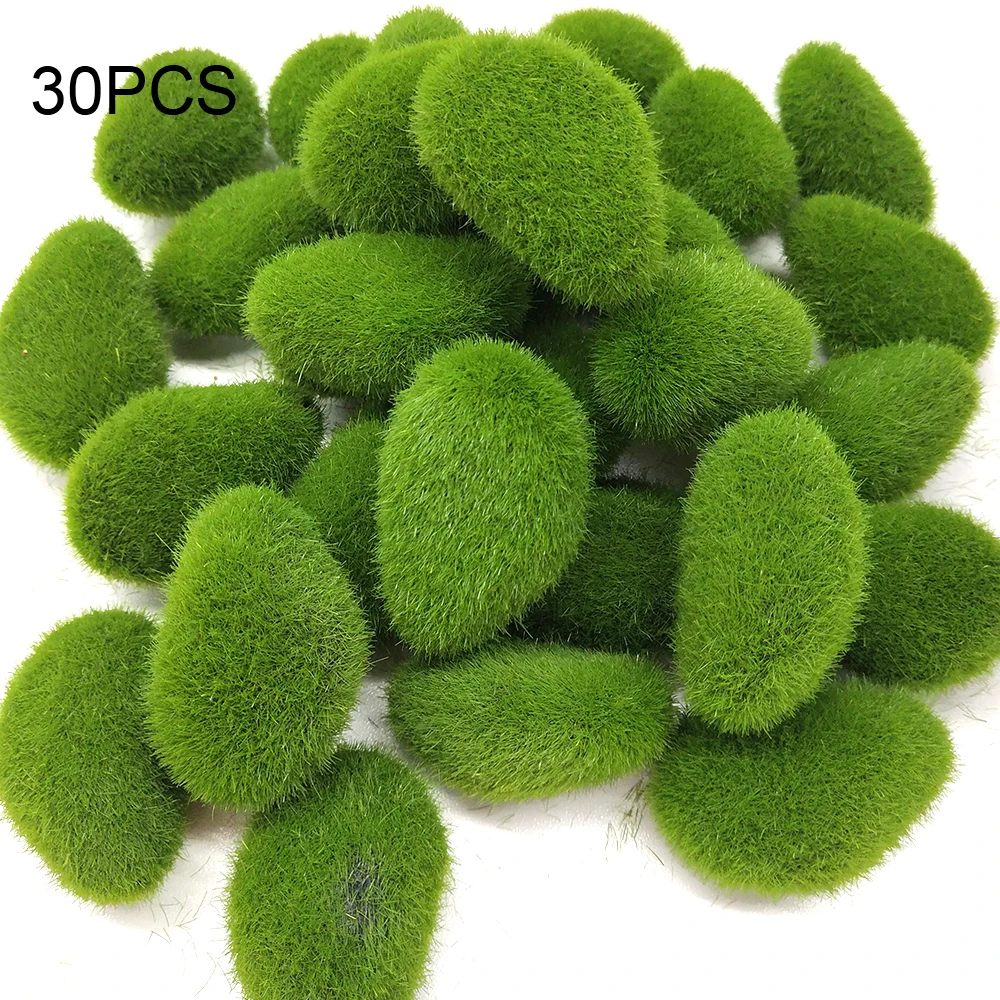 Creative Crafts 30pcs Green For Garden and Crafting Artificial Moss Rocks Simulation Plant DIY Decoration Fake Stone