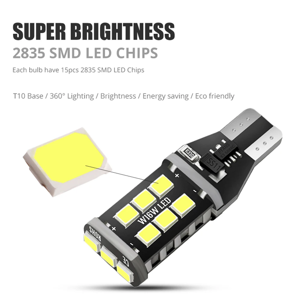 2 шт. 921 912 T15 W16W 2835 15-SMD Canbus безошибочный супер яркий светильник поворотного сигнала обратный резервный парковочный светодиодный светильник Z4