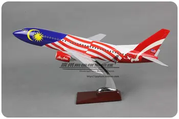 

45cm Resin Air Asia Airways Airplane Model Malaysia Flag B737-300 Aviation Model Boeing 737 Airbus Aircraft Plane Model Toy Gift