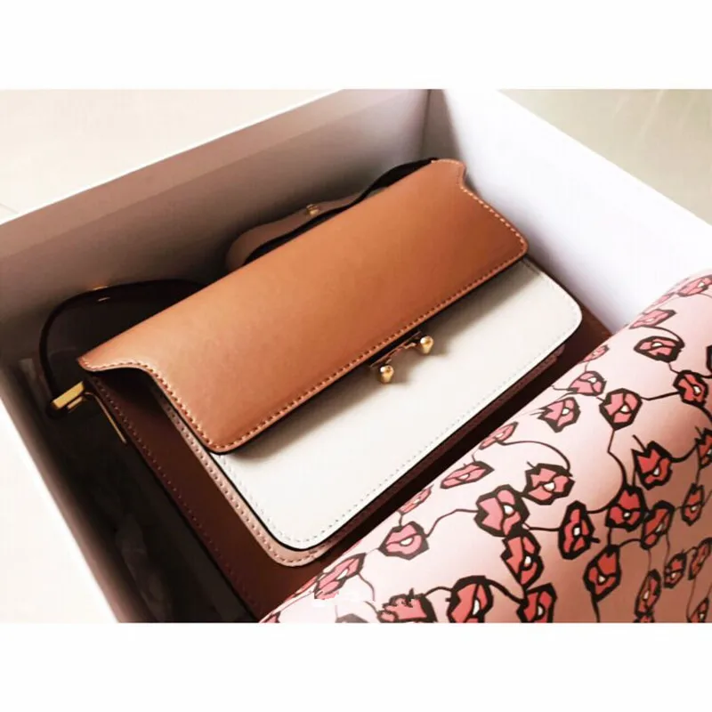 

Flap Women Shoulder Crossbody Bag Genuine Leather Hand-held Fashion Panelled Purses Handbags Drop Shipping Designer Luxury Ins