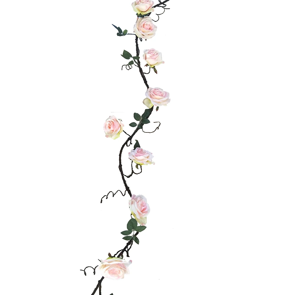 Искусственный шелк розы цветы лоза с поддельными листьями пена ветка дерева ротанга для дома Свадебные украшения сад вечерние украшения - Цвет: YYPA0075-3