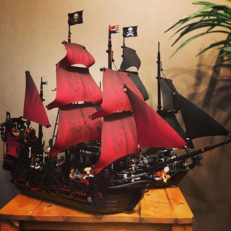 DHL 16009 compatible with 4195 Queen Anne revenge Caribbean Pirate Ship Model children's boy assembly building blocks