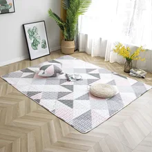 Скандинавские свежие домашние ползающие татами Нескользящие Коврики для пикника гостиная спальня ковер хлопок тканевый ковер машина моющиеся коврики