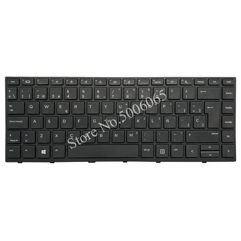Испанская клавиатура для ноутбука hp Probook 430 G5 440 G5 445 G5 NSK-XJ0SQ с черной рамкой