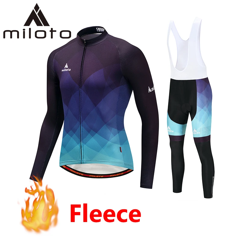 

Miloto Winter Cycling Clothing Maillot Ciclismo Thermal Fleece Long Sets Men Mountain Bike Suits Racing Riding Bicycle Sets