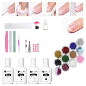 

4pcs 15ml Nail Set For Manicure Kit Gel Nail Polish Acrylic Dipping System Set Nude Clear With Base+activator+top+brush Save Kit