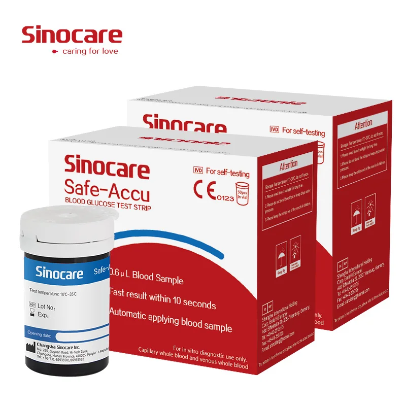 (50/100) безопасные тест полоски для глюкометра Sinocare Accu (без ланцетов)|Уровень глюзы