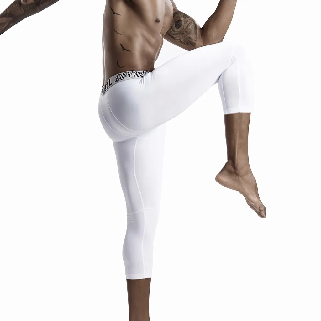 Мужские тренировочные штаны, лосины, леггинсы, штаны для бега, эластичные спортивные штаны со средней талией для фитнеса, обтягивающие штаны для йоги, быстросохнущие