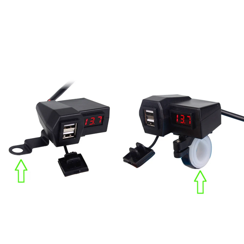 

4 In 1 Multi-function Motorcycle Dual USB Car Charger Red/blue LED Voltmeter