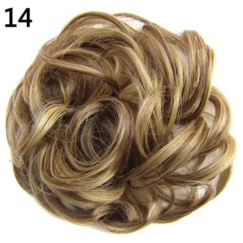 Женские волнистые вьющиеся грязные волосы пучок синтетических эластичных волос для наращивания волос резинки для волос лента шиньон парик для волос - Цвет: 14