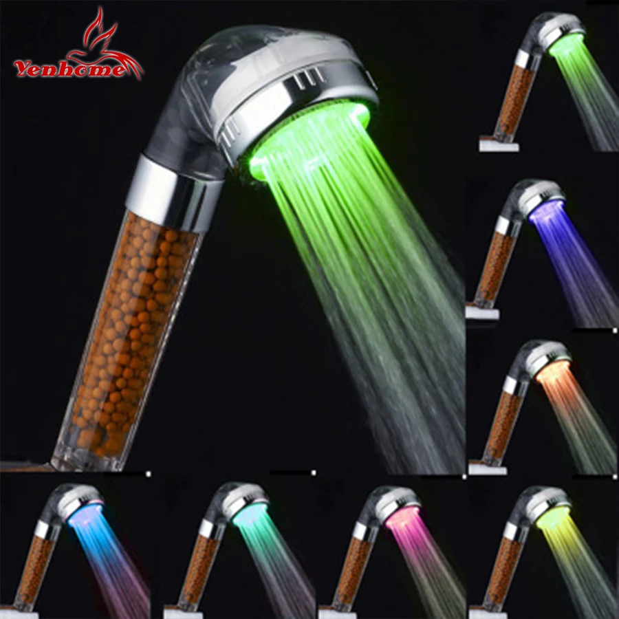 High Pressure Removable Rain Bathroom Sprinklers Filter Balls Spa Water Saving Sprayer Temperature Control Self-held Shower Head