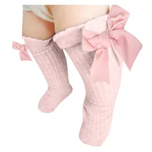 Новые детские носки принцессы для маленьких девочек с большим бантом, длинные мягкие хлопковые кружевные детские носки calzini antiscivolo bambini