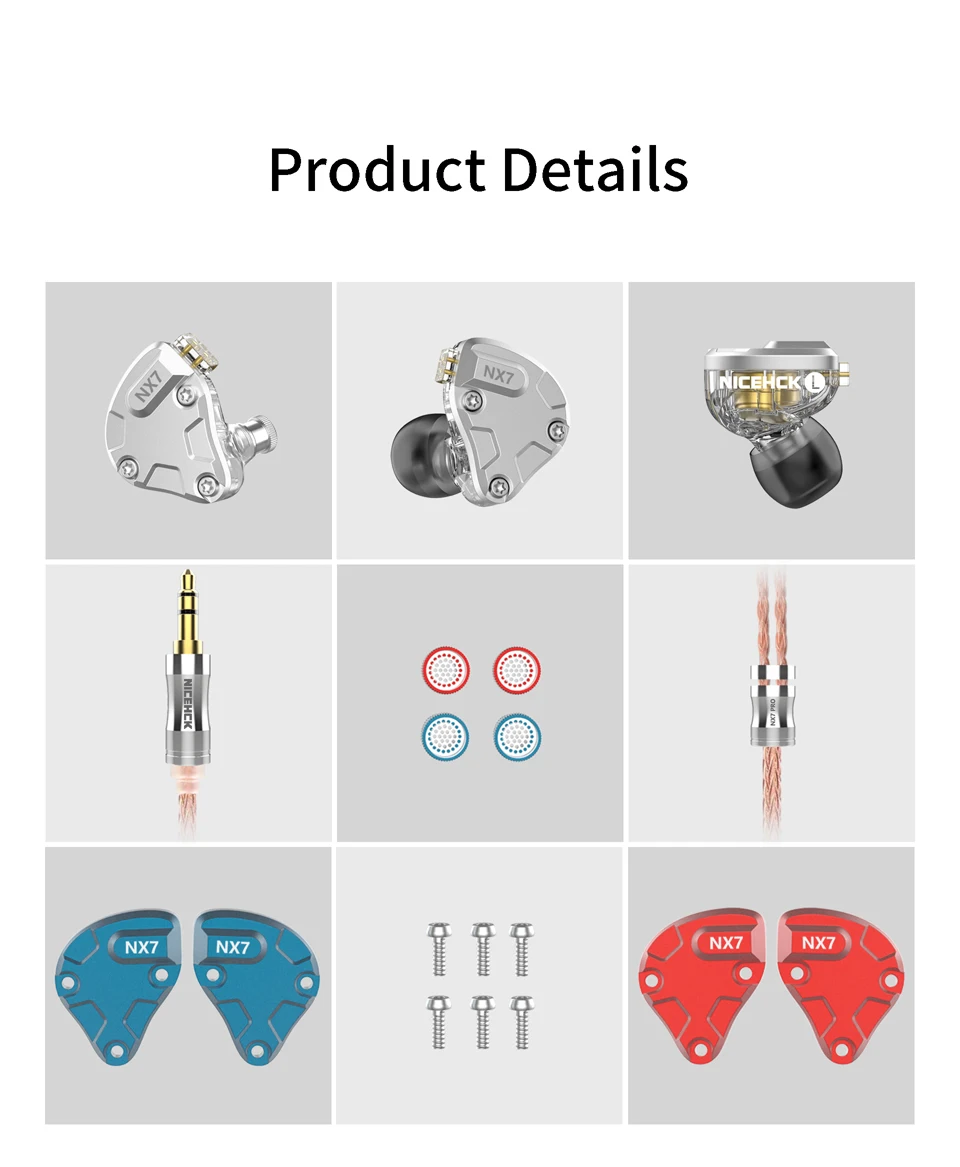 NICEHCK NX7 Pro 7 драйвер HIFI наушники 4BA+ двойной CNT динамический+ пьезоэлектрическая керамика Гибридный Сменный фильтр Лицевая панель IEM