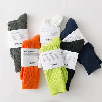 

Fashion Socks Men and Women in Hose Cotton INS Fashion Flow Couples Solid Color South Korea Bunching Socks Fluorescent Socks Spr