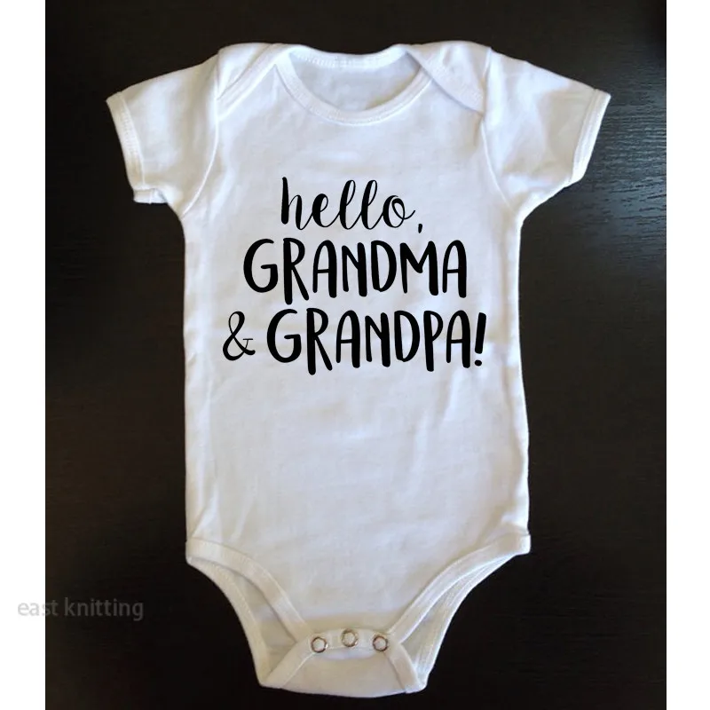 Hello Grandma and дедушка Летний комбинезон для маленьких мальчиков и девочек 0-24 месяцев - Цвет: white
