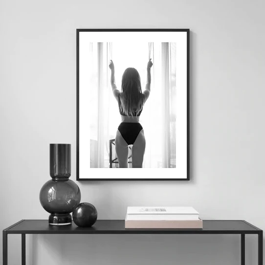 Nordic Black and White Marine Photography Art Print – Sexy Nude Women