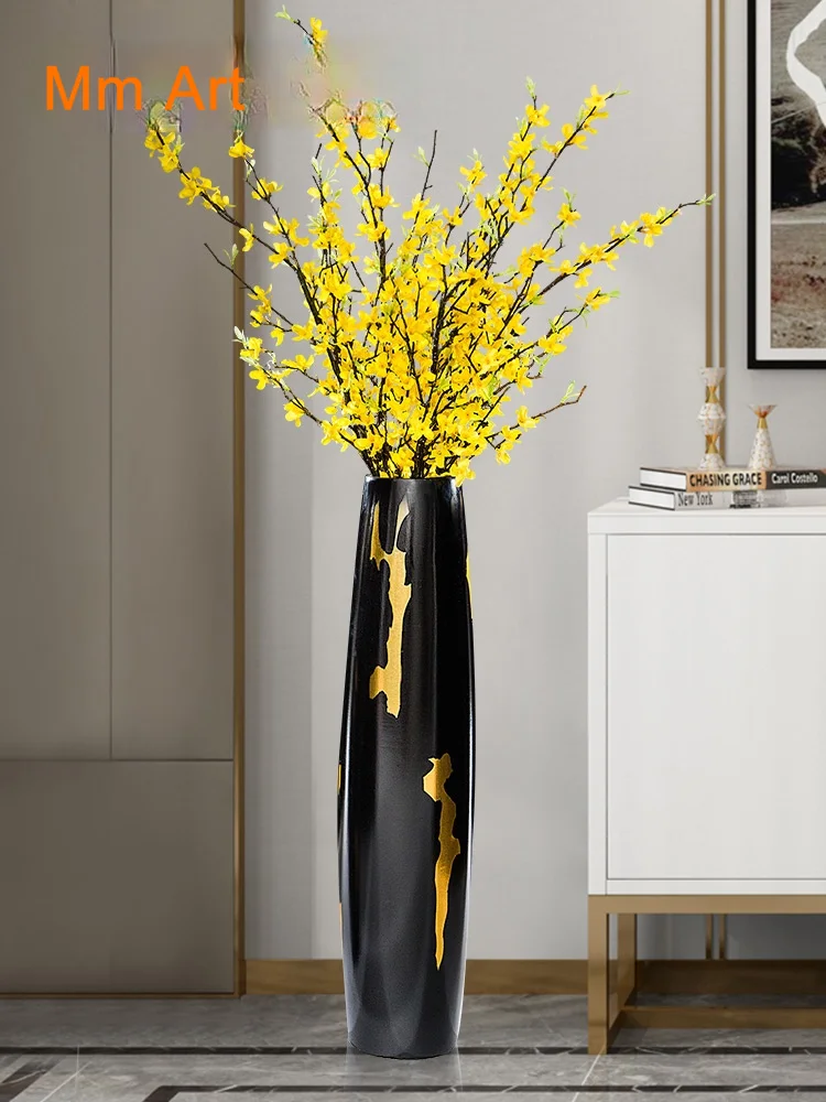 

Nordic Light Luxury Ceramic Floor Stand Vase Large Flower Arrangement Dried Flower Ornaments Modern Minimalist Soft Furnishings