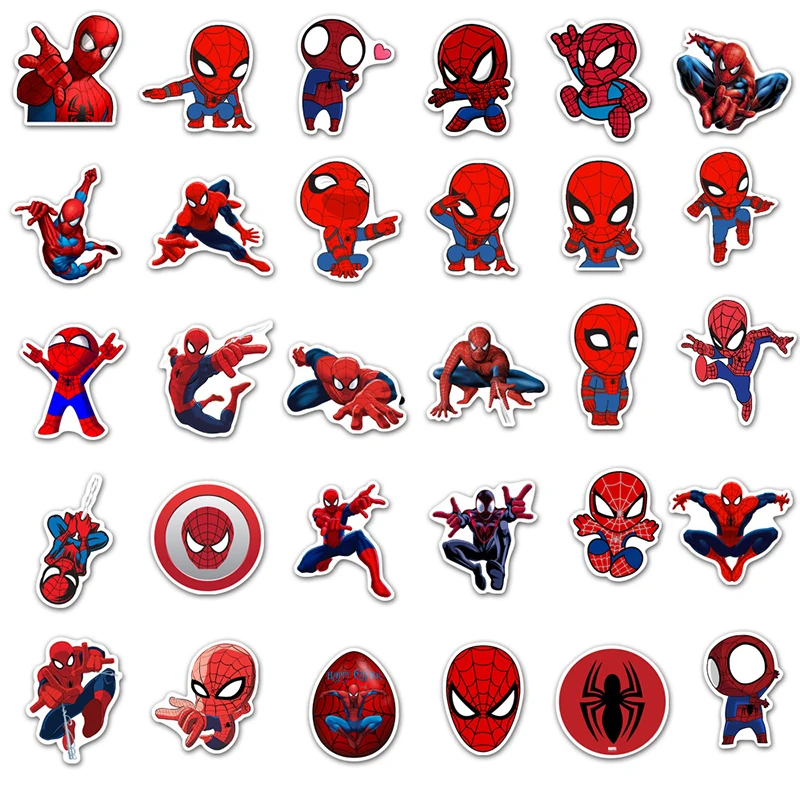 35Pcs/set Marvel Spiderman Stickers Aesthetic Funny Bike Laptop Computer  Stationery Cute Stickers Decals for Children Xmas Toys